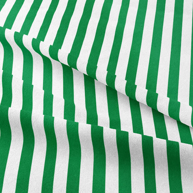 Close-up of the Candy Stripe Cotton Curtain Fabric in Bottle Green, showcasing its intricate pattern and high-quality material