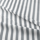 Close-up of grey Candy Stripe Cotton Curtain Fabric with white stripes