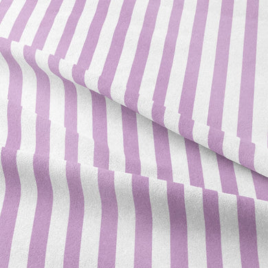  Lilac Candy Stripe Cotton Curtain Fabric with a Soft and Smooth Texture