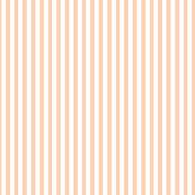Candy stripe cotton curtain fabric in peach color with delicate pattern