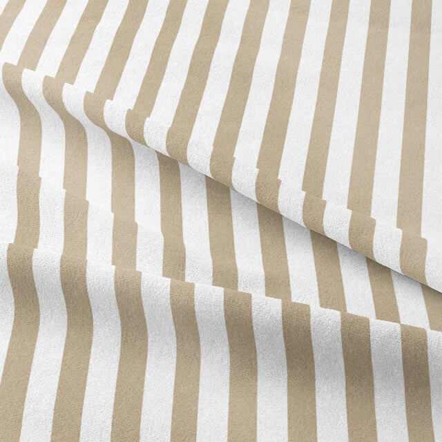 Elegant curtain fabric with candy stripe pattern in neutral putty tone