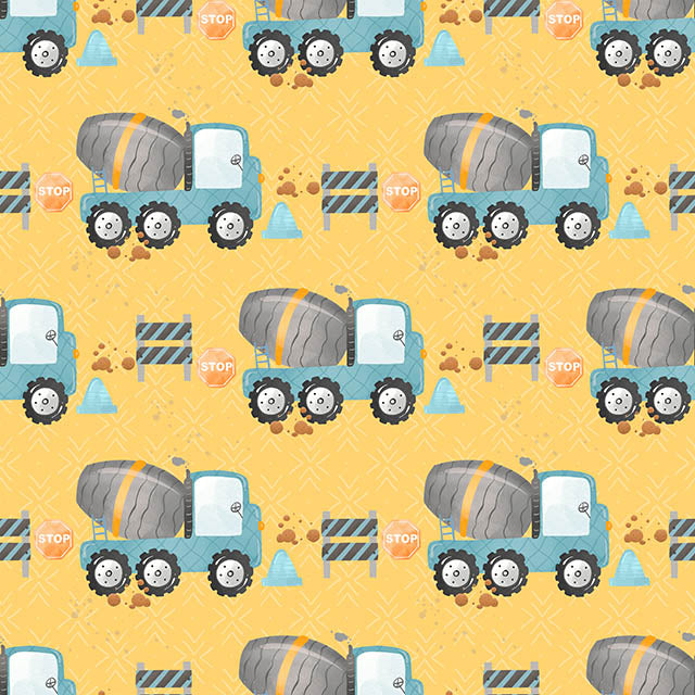 Cement lorry cotton curtain fabric in bright yellow color pattern