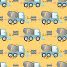 Cement lorry cotton curtain fabric in bright yellow color pattern
