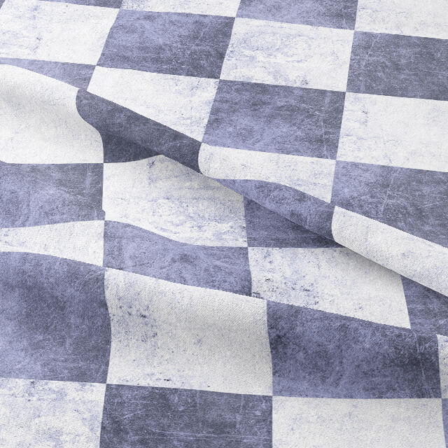Amethyst-colored cotton fabric with a checkered design for curtains