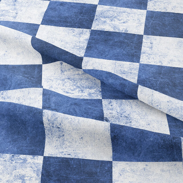 High-quality Blue Checkers Cotton Curtain Fabric for Home Decor
