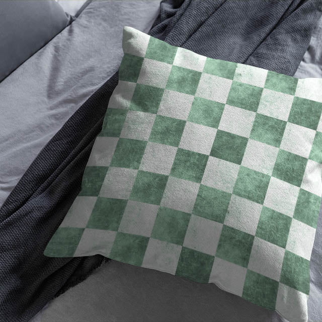 High-Quality Checkers Cotton Curtain Fabric in Vibrant Green Color