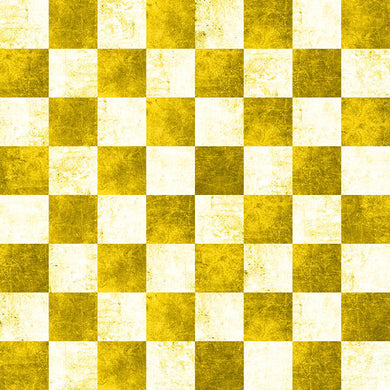 Close-up of Checkers Cotton Curtain Fabric in Ochre color with a textured pattern and soft feel