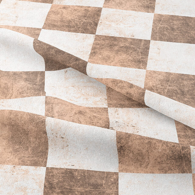 Beautiful Checkers Cotton Curtain Fabric - Rose Gold in living room decor