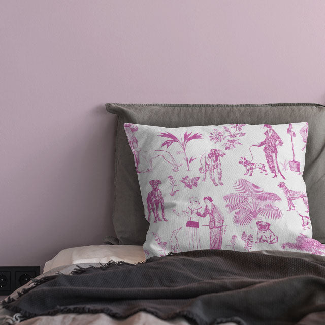 High-quality Chien Toile Cotton Curtain Fabric in lovely pink color and pattern