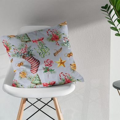 High-quality cotton curtain fabric featuring classic Christmas stocking design