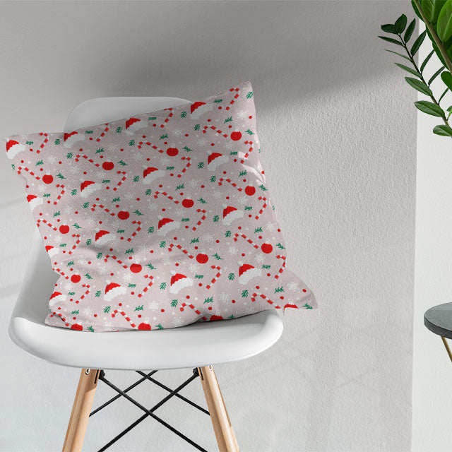 Red Christmas hat patterned cotton fabric for festive holiday-themed curtains