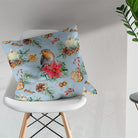 Red curtain fabric featuring a delightful Christmas robin motif