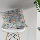 Festive cotton fabric featuring charming Christmas skates on a vibrant green background