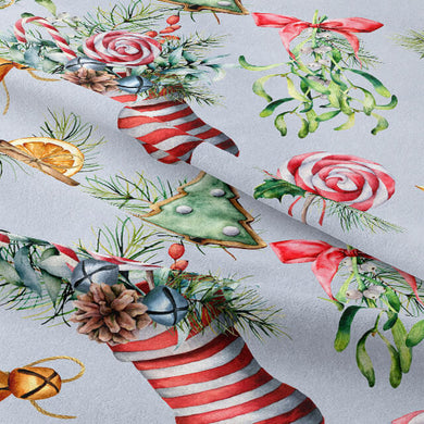 Beautiful red Christmas stocking fabric for festive home decorations