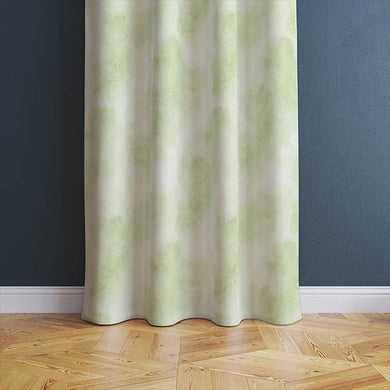Lime Cloud Cotton Curtain Fabric swaying gently in a light breeze, creating a serene ambiance