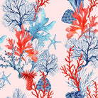 Coral cotton curtain fabric in pink shade with subtle texture and sheen