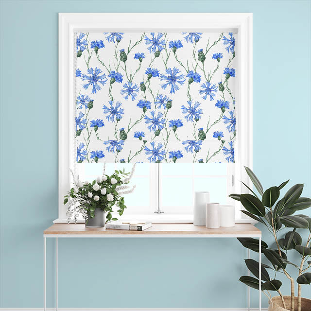 Beautiful cornflower blue curtain fabric made of high-quality cotton material