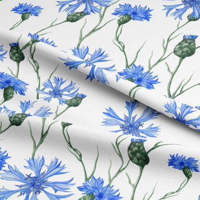Elegant blue cornflower cotton curtain fabric with soft and smooth feel