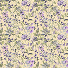 Country Garden Butter floral fabric swatch – repeating pattern on yellow background