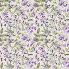 Country Garden Lilac linen fabric full pattern repeat with scattered wildflowers and foliage
