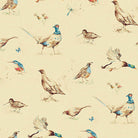 Country Pheasant Cotton Curtain Fabric in Natural color, suitable for rustic decor