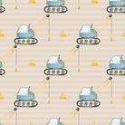 Crane Cotton Curtain Fabric - Beige with elegant floral patterns