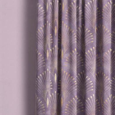 Amethyst linen curtain fabric featuring beautiful and detailed plume design
