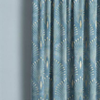 Linen curtain fabric in stunning azure color enhances the decor
