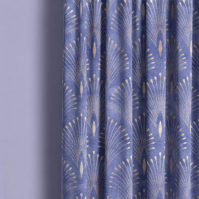 High-quality Deco Plume Linen Curtain Fabric in Blue, adding a touch of luxury to your space