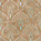 Close-up of Deco Plume Linen Curtain Fabric in Bronze color hanging on a window