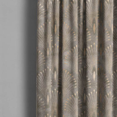 Stone-colored linen fabric with delicate feather pattern