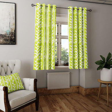 Delilah Cotton Curtain Fabric - Lime Green being used to create stylish window treatments