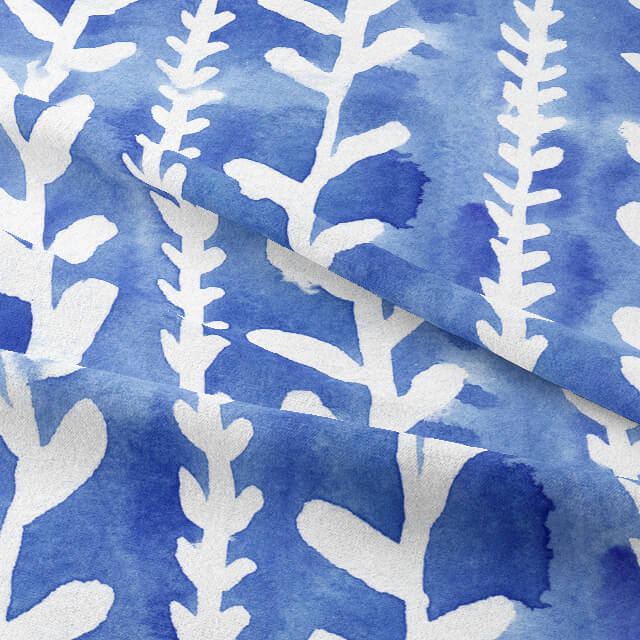 Close-up of Delilah Cotton Curtain Fabric - Royal Blue, showing its soft and textured surface