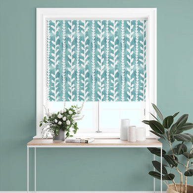 Delilah Cotton Curtain Fabric in a beautiful and calming teal color, perfect for adding a touch of elegance and sophistication to any room