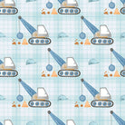 Demolition Ball Cotton Curtain Fabric - Blue with textured pattern and vibrant color