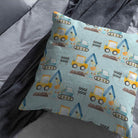 Beautiful drapes made with Digger Cotton Curtain Fabric in Blue, bringing elegance to your space