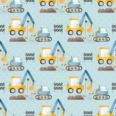 Digger Cotton Curtain Fabric in Blue, perfect for adding a pop of color to any room 