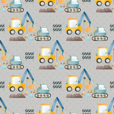 Digger Cotton Curtain Fabric in Grey, perfect for adding a touch of elegance to any room decor