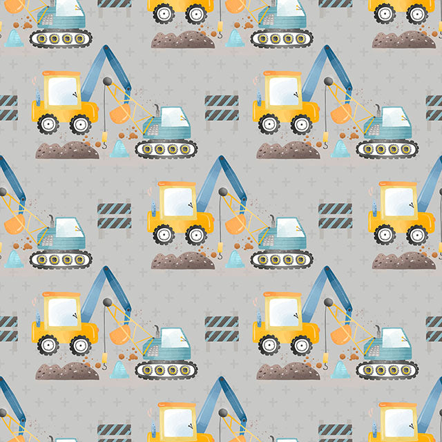 Digger Cotton Curtain Fabric in Grey, perfect for adding a touch of elegance to any room decor