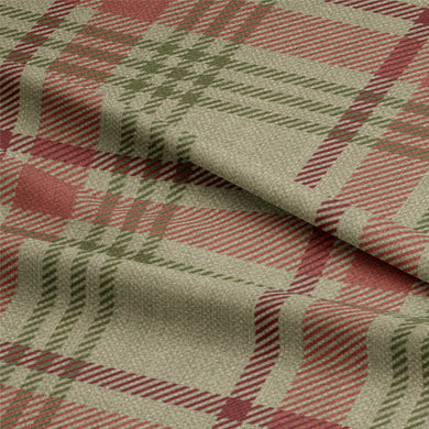 High-quality, durable linen fabric with a timeless plaid design in earthy tones