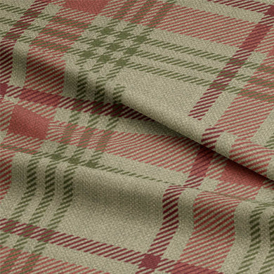 High-quality, durable linen fabric with a timeless plaid design in earthy tones