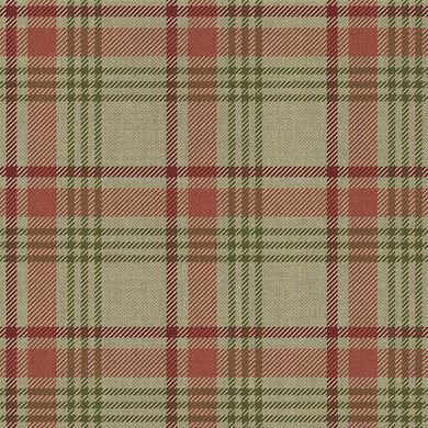 Duich Plaid Linen Curtain Fabric - Basil in sage green and cream woven pattern