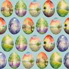 Egg Trees Cotton Fabric - Duck Egg fabric swatch draped over a chair