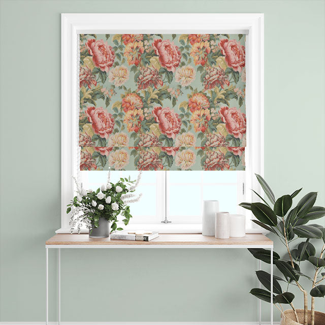 Elegant and fresh linen fabric for curtains in pink and green