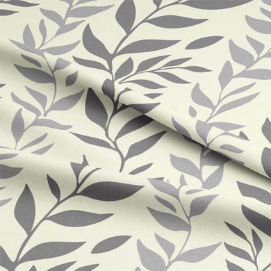 Soft and Textured Foliage Cotton Curtain Fabric in Grey for Home Interiors