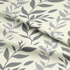 Soft and Textured Foliage Cotton Curtain Fabric in Grey for Home Interiors