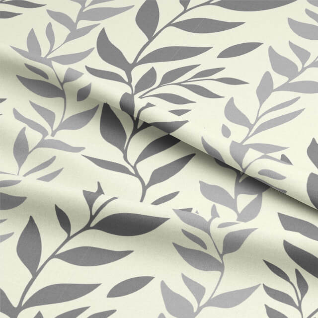 Soft and Textured Foliage Cotton Curtain Fabric in Grey for Home Interiors