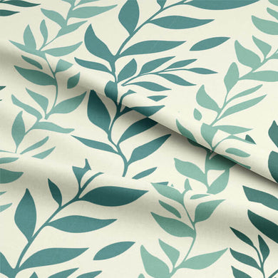 Green cotton fabric with intricate foliage pattern for curtains