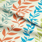 Luxurious and durable curtain fabric in earthy terracotta color with botanical print