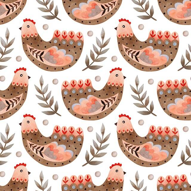 Beautiful Folk Hens Cotton Curtain Fabric in Latte color for home decor
